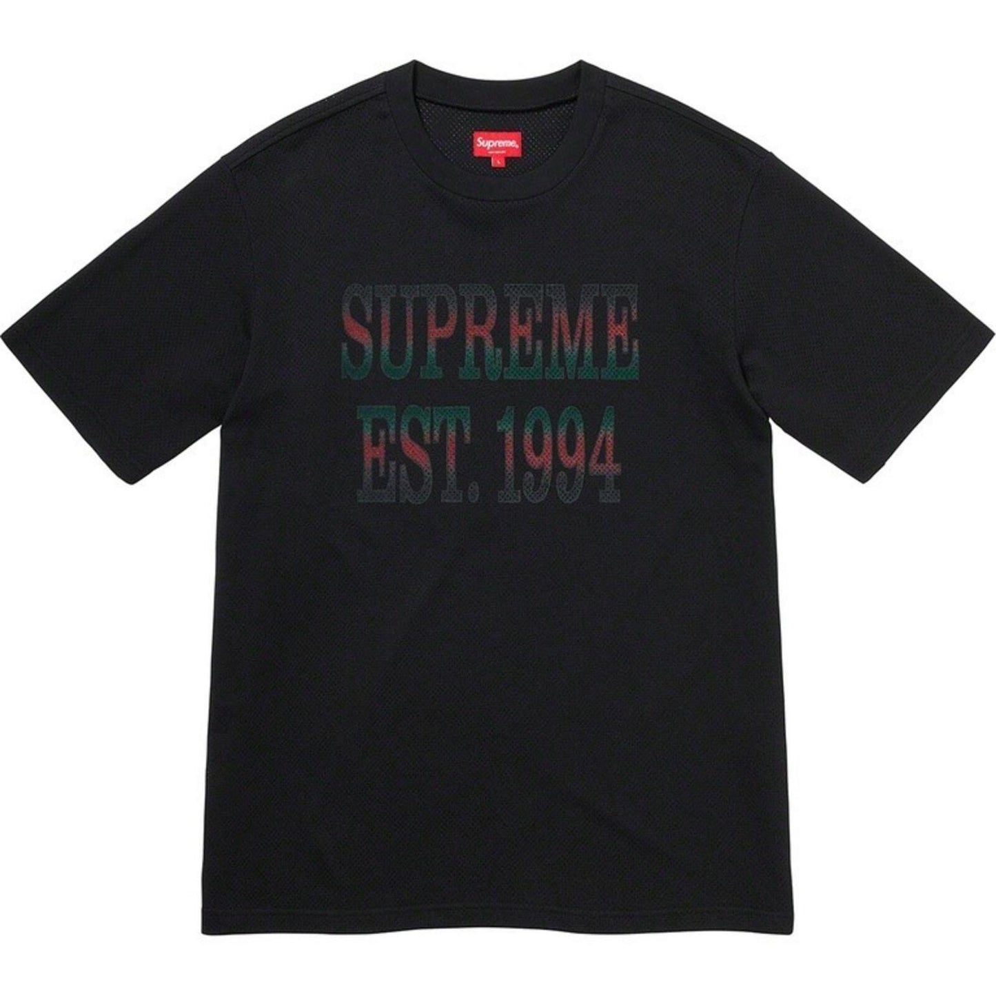 SS20 Supreme Cotton Mesh Gradient Logo Top Black Tee Size M