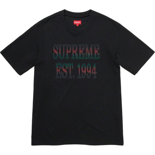 SS20 Supreme Cotton Mesh Gradient Logo Top Camiseta Negra Talla M