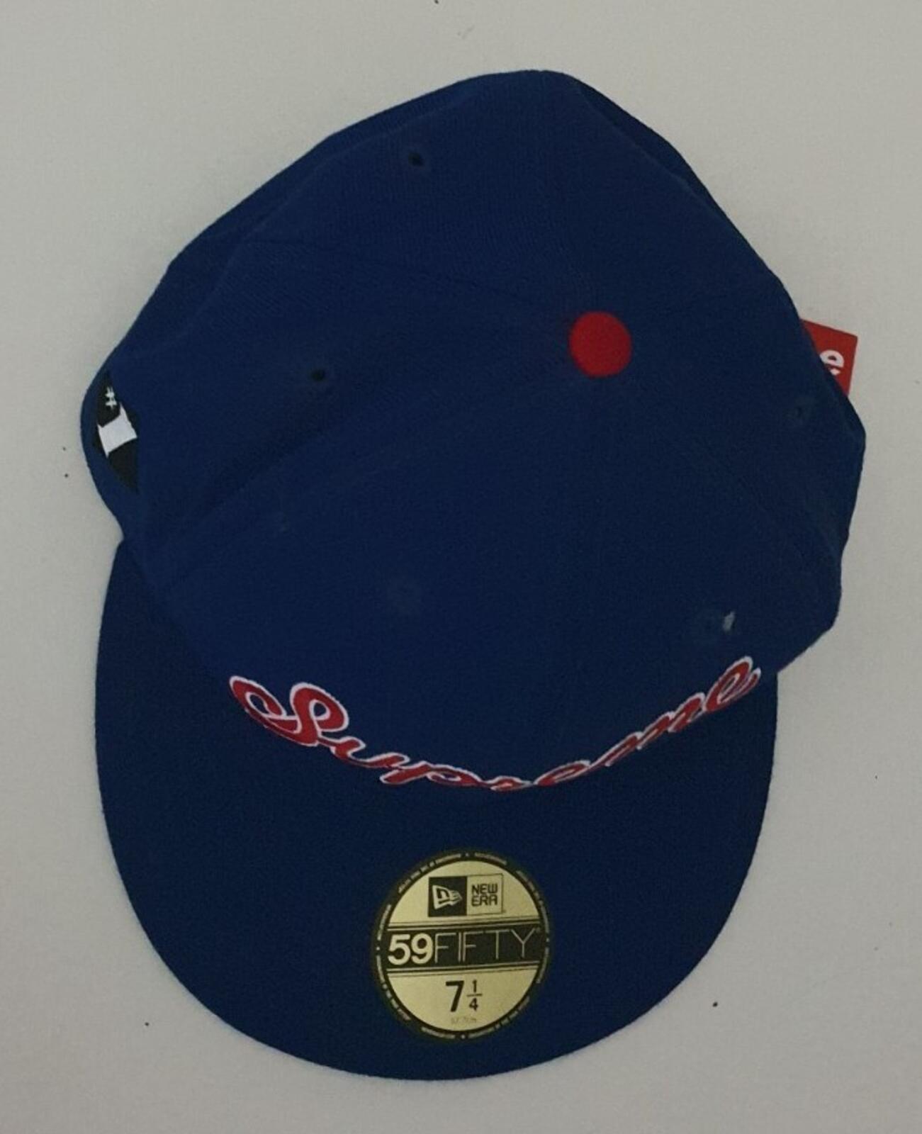 SS12 Supreme NO 1 Script New Era 59fifty fitted cap size 7 1/4 blue hat Vintage