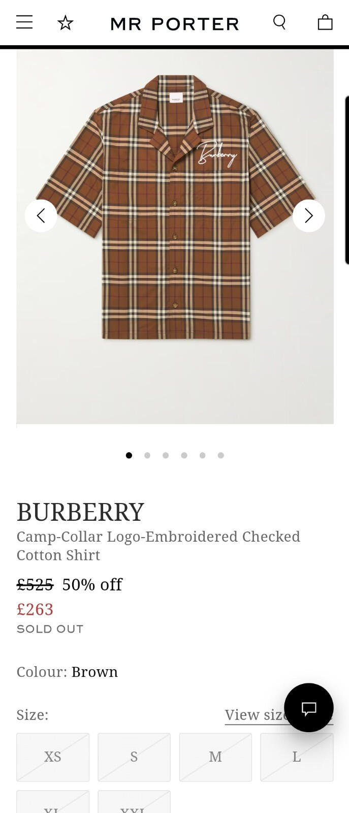 BURBERRY London Camp Collar Logo Embroidered Checked Cotton Shirt RRP £525 Brown