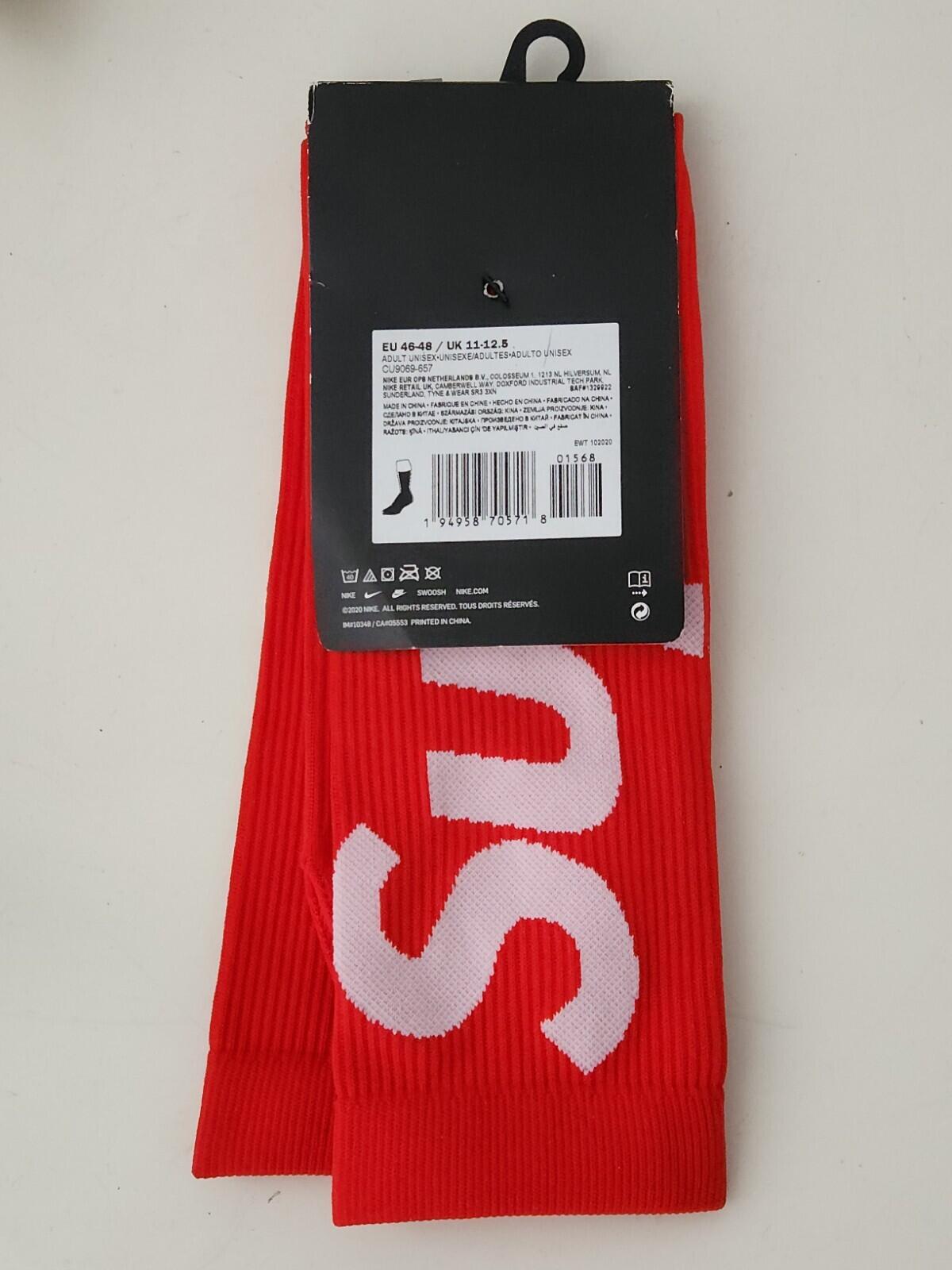 Supreme Nike Lightweight Crew Socks Size 5 Red (1 pack) UK 11-12.5 EUR 46-48