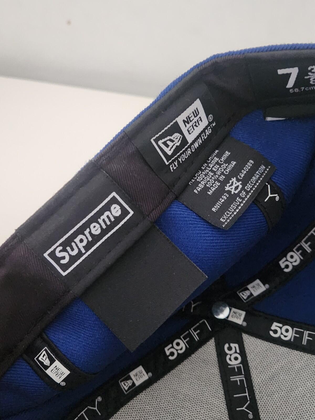 SS15 Supreme Kanji Logo New Era Size 7 3/8 Blue Wool Cap Vintage hat 2015