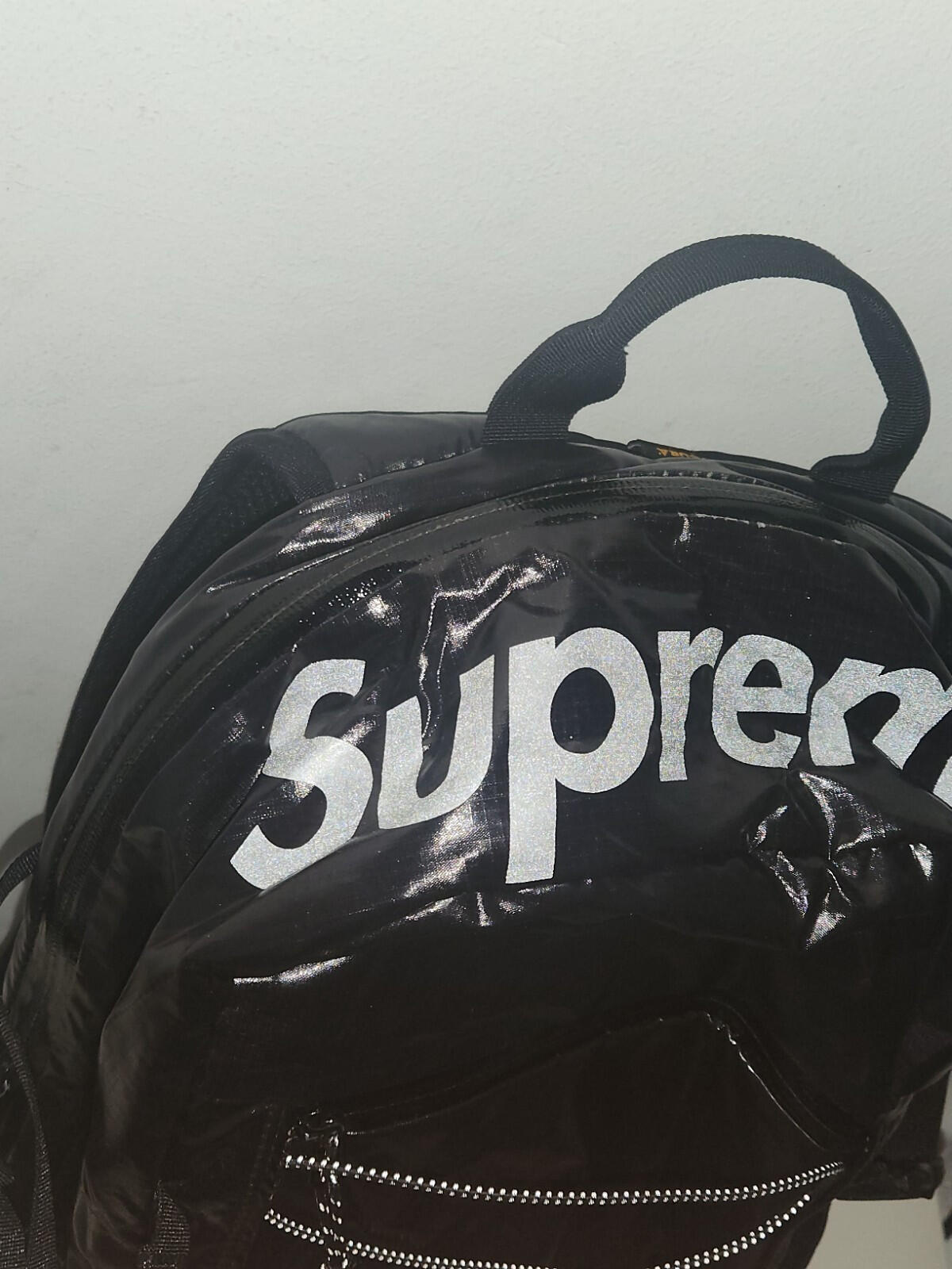FW17 Supreme black backpack Cordura Fabric box logo Reflective text 20L Bag