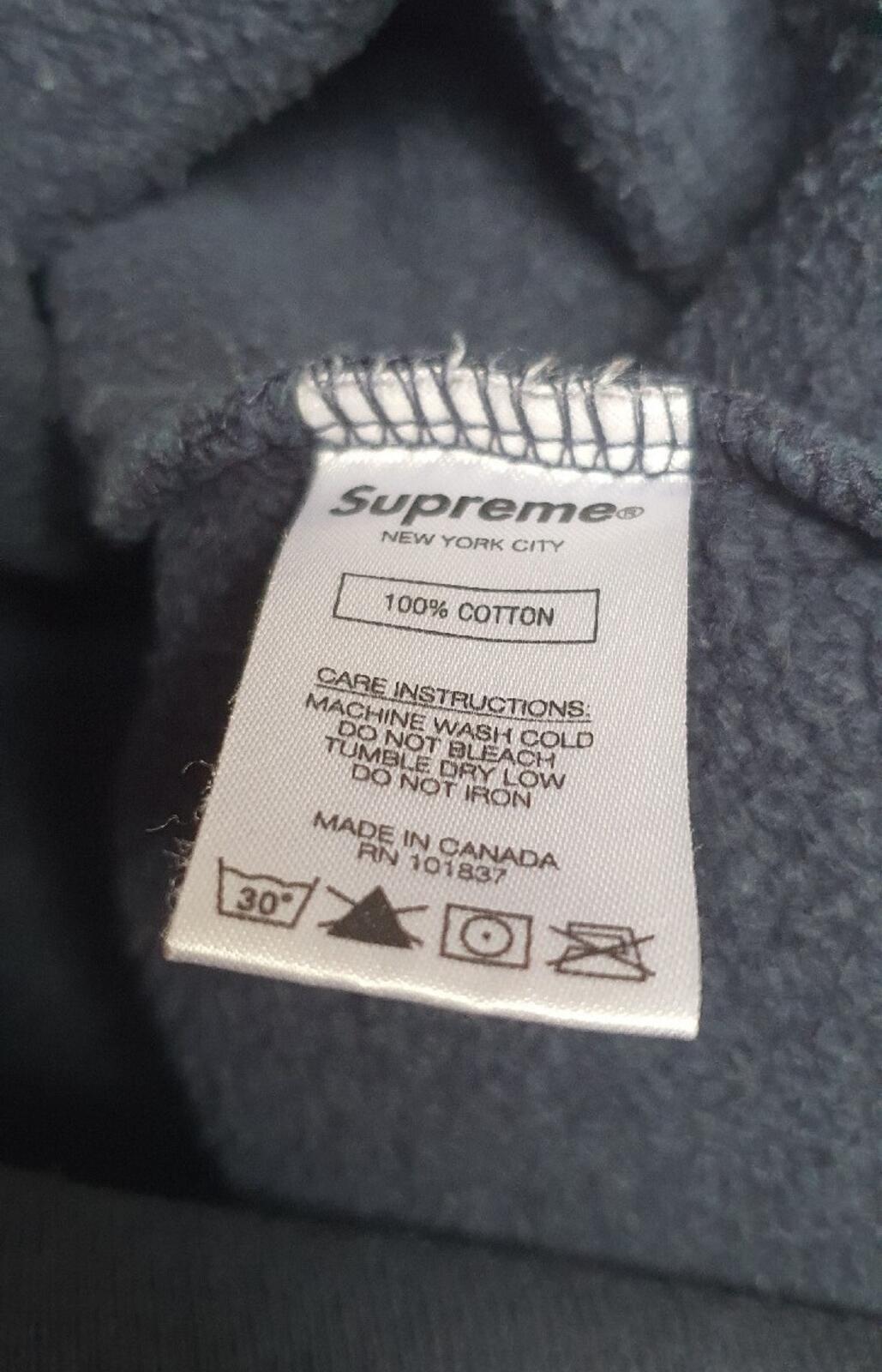 FW17 Supreme Zig Zag Stitch Panel crewneck Navy size L sweatshirt Blue