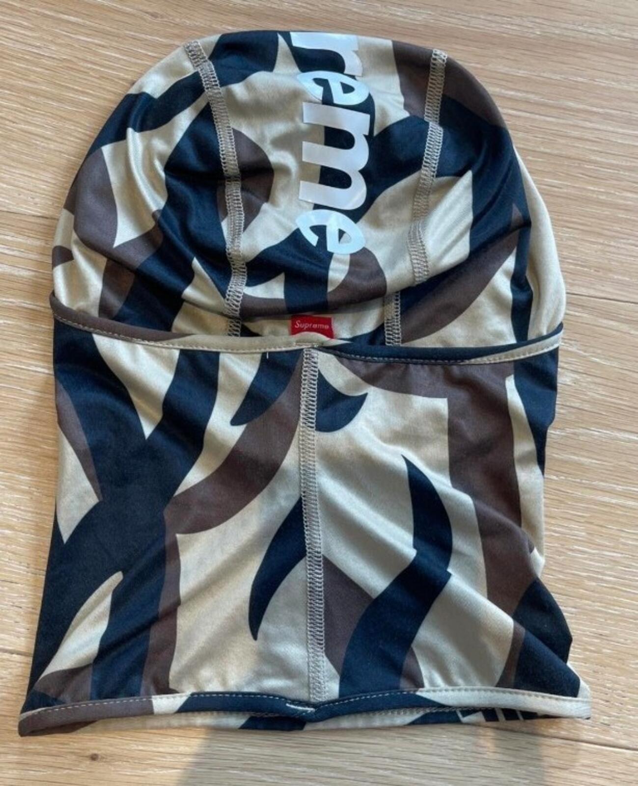 FW17 Supreme Tribal Camo Balaclava tan big logo lightweight camouflage
