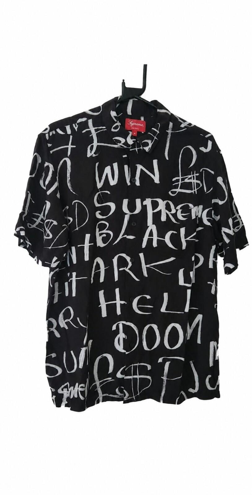 HW20 Supreme Black Arc Rayon S/S Hemd Schwarz Größe M Artwork von Scratch Perry