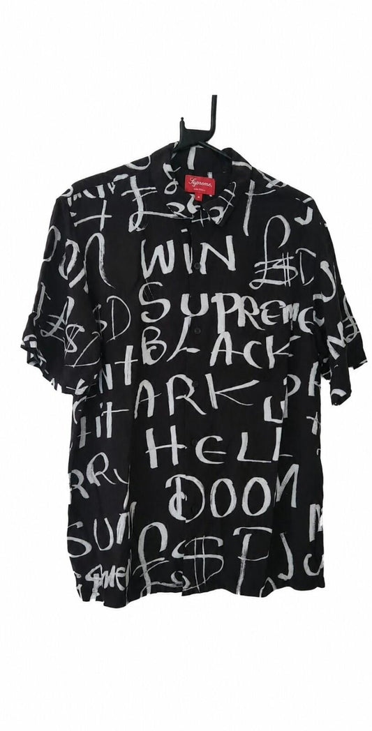 FW20 Supreme Black Arc Rayon S/S Shirt Black Size M Artwork By Scratch Perry