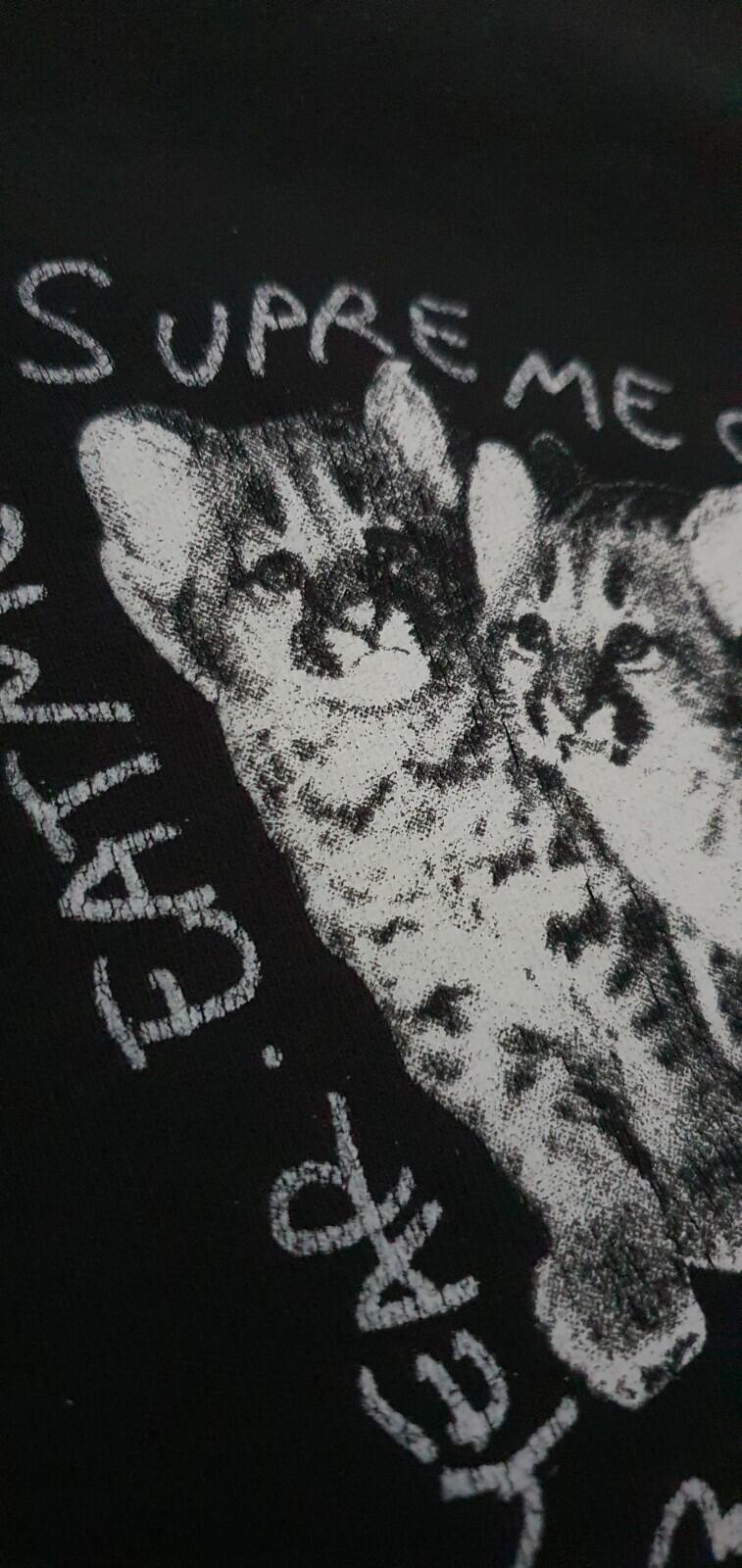 FW19 Supreme Eat me Tee schwarzes T-Shirt Größe L large cats Weihnachten frohes neues Jahr