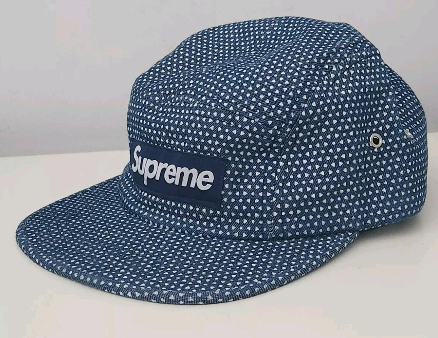 SS12 SUPREME Foulard Camp Cap Blue Box Logo Hut Selten Vintage 2012 Punkte Dreiecke