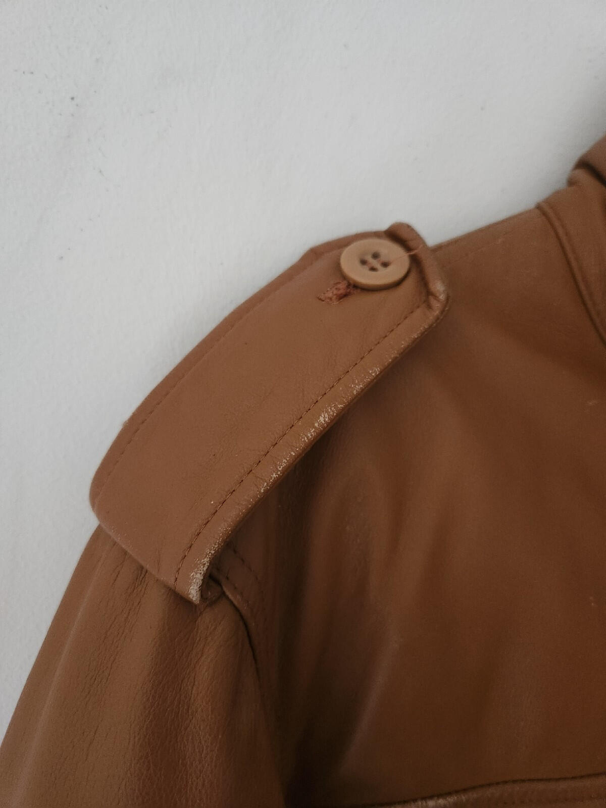 A BATHING APE Leather 90's M-65 jacket Brown Vintage Bape Cowhide Size L Large