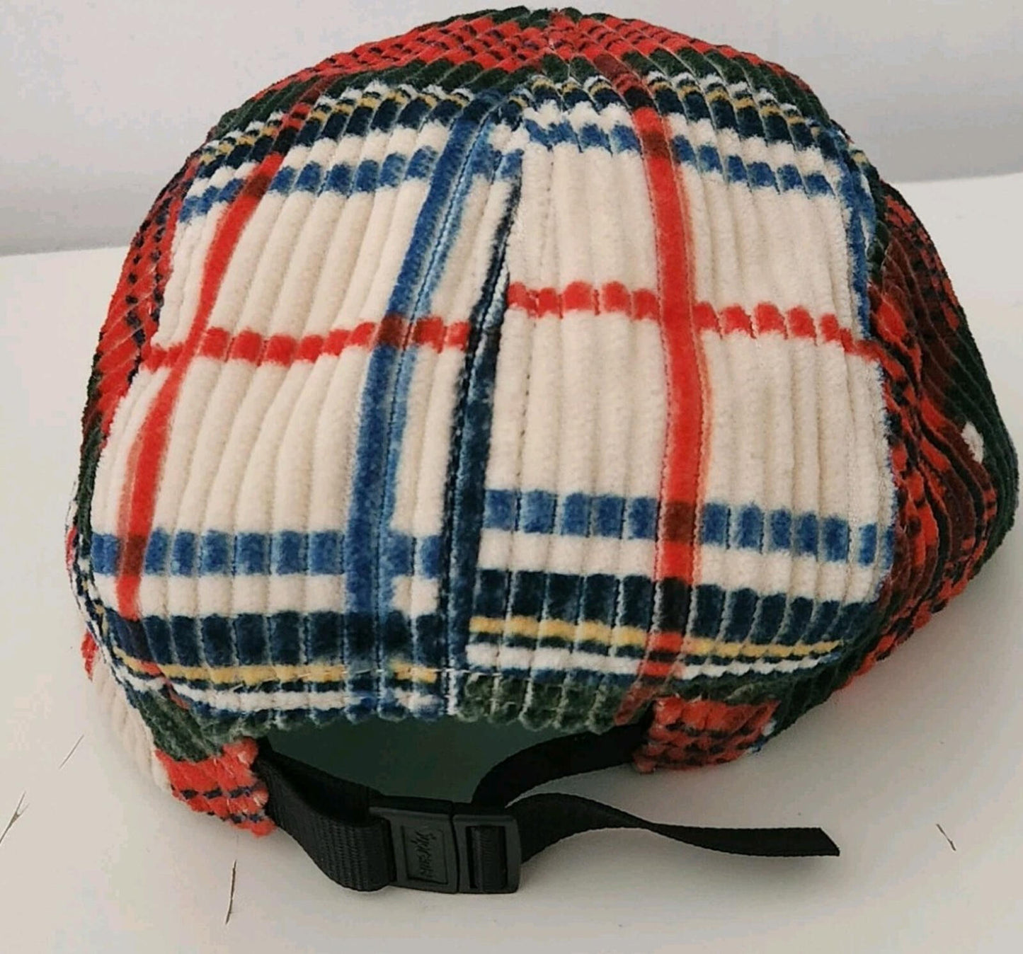 SS22 Supreme Corduroy Camp Cap Plaid Hat Box logo