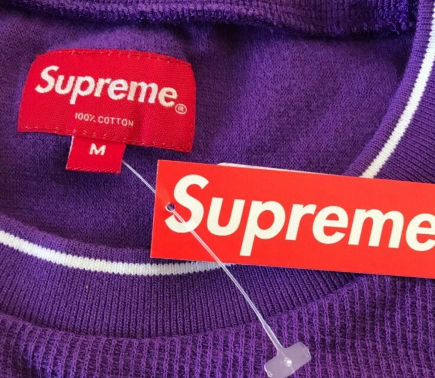 SS19 Supreme Stripe Rib Waffle Top Purple Tee Size M