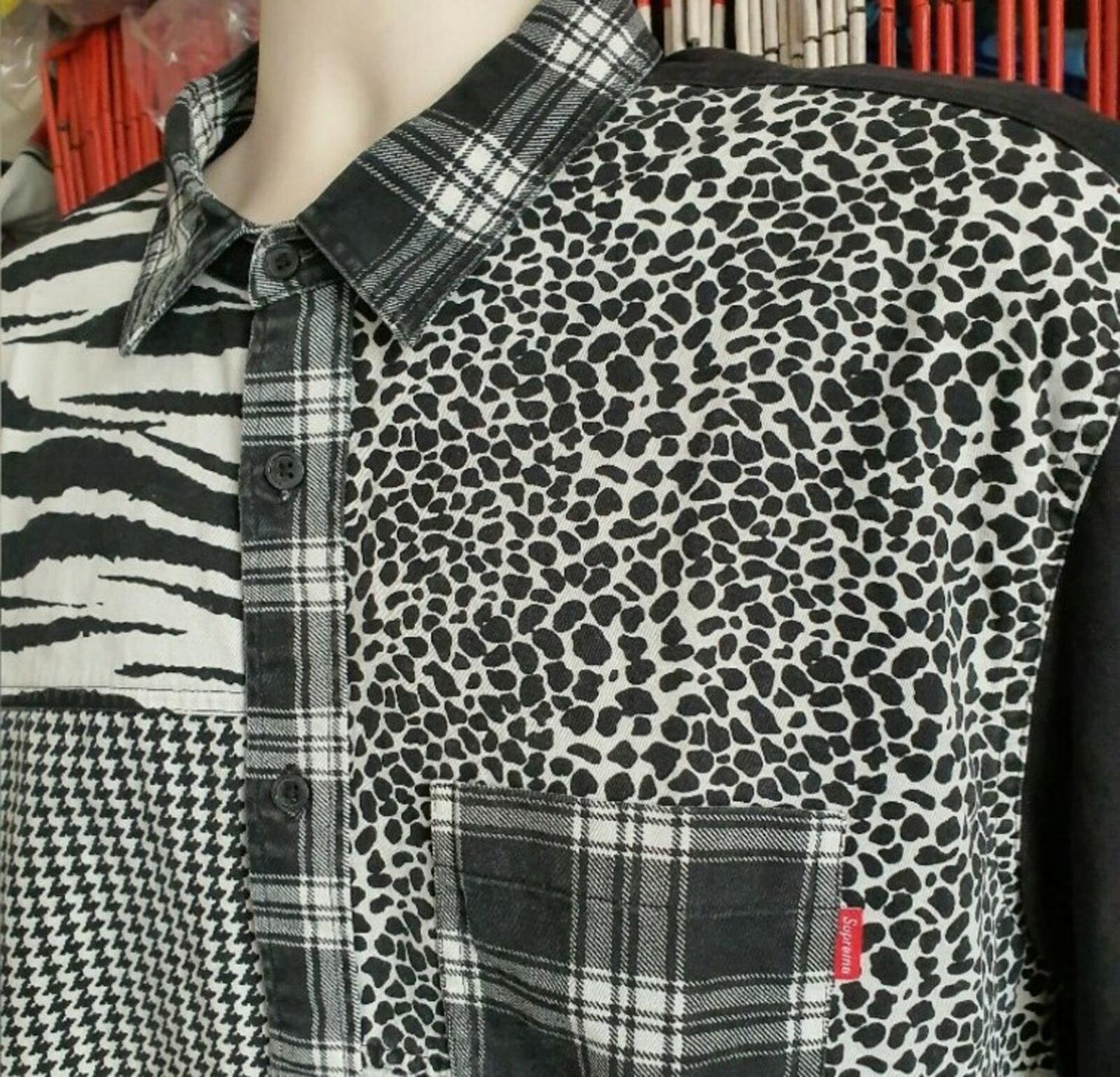 FW16 Supreme Animal Patchwork Twill Shirt Size XL