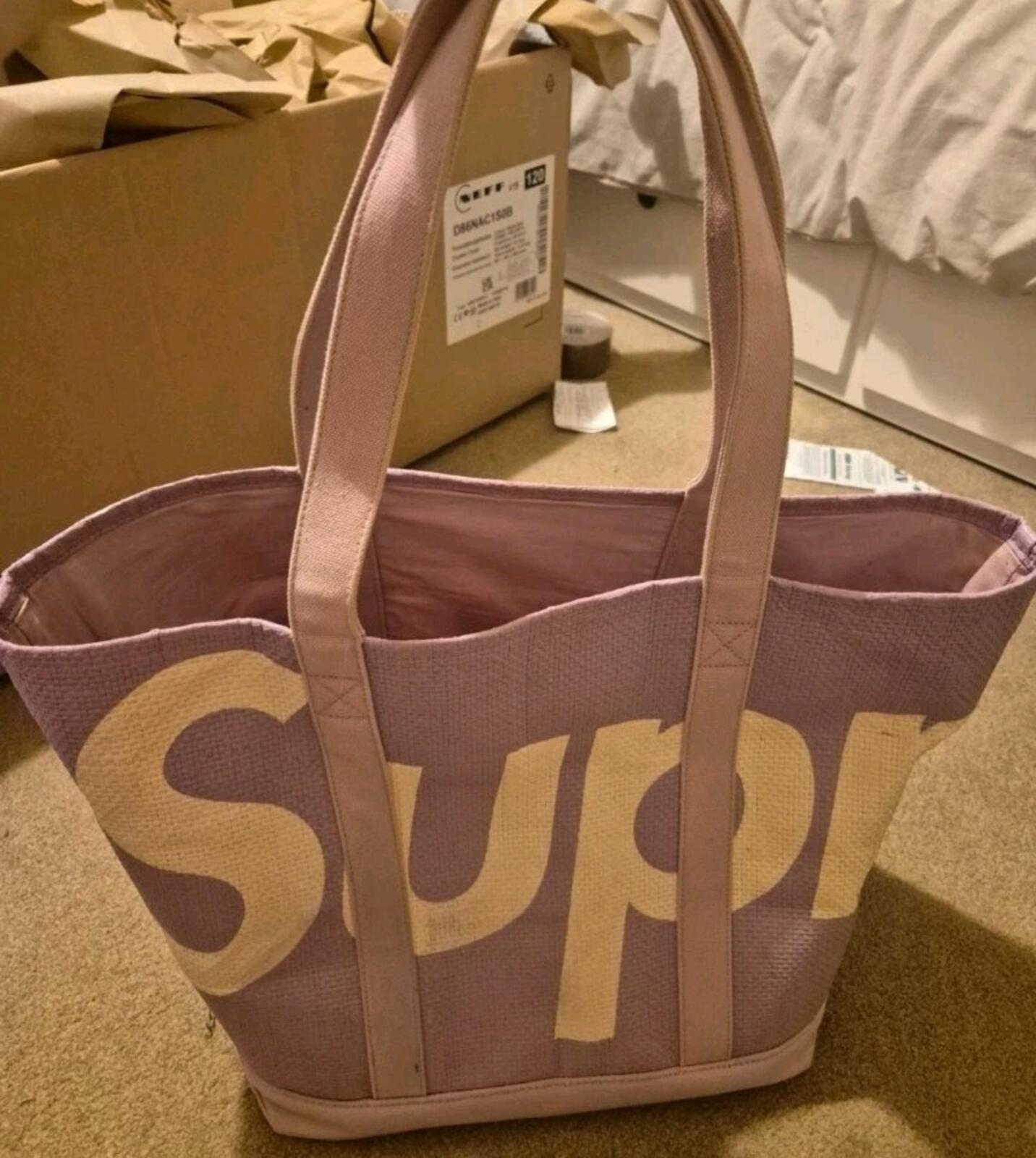 SS20 Supreme Raffia Tote Bag Purple