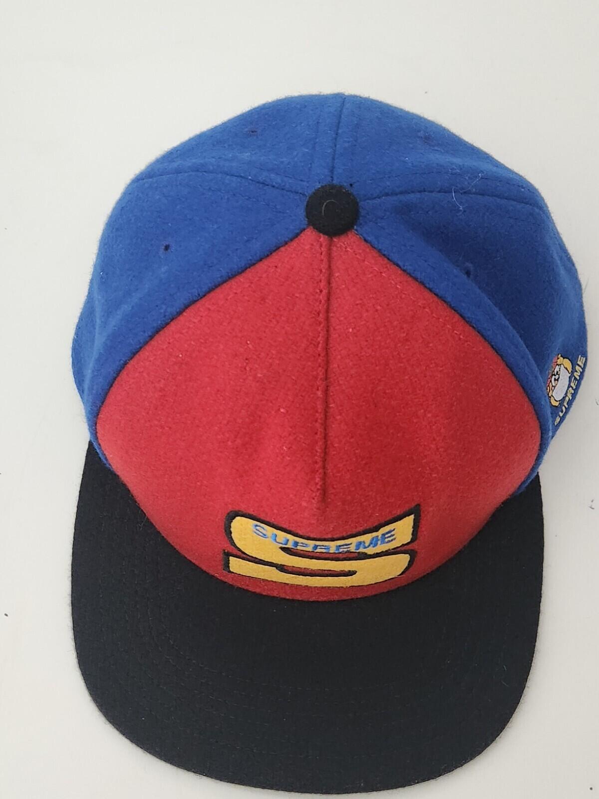 FW15 Supreme Milano Filz 5-Panel Cap Schwarz Blau Rot Wollmütze Selten 2015 S Logo