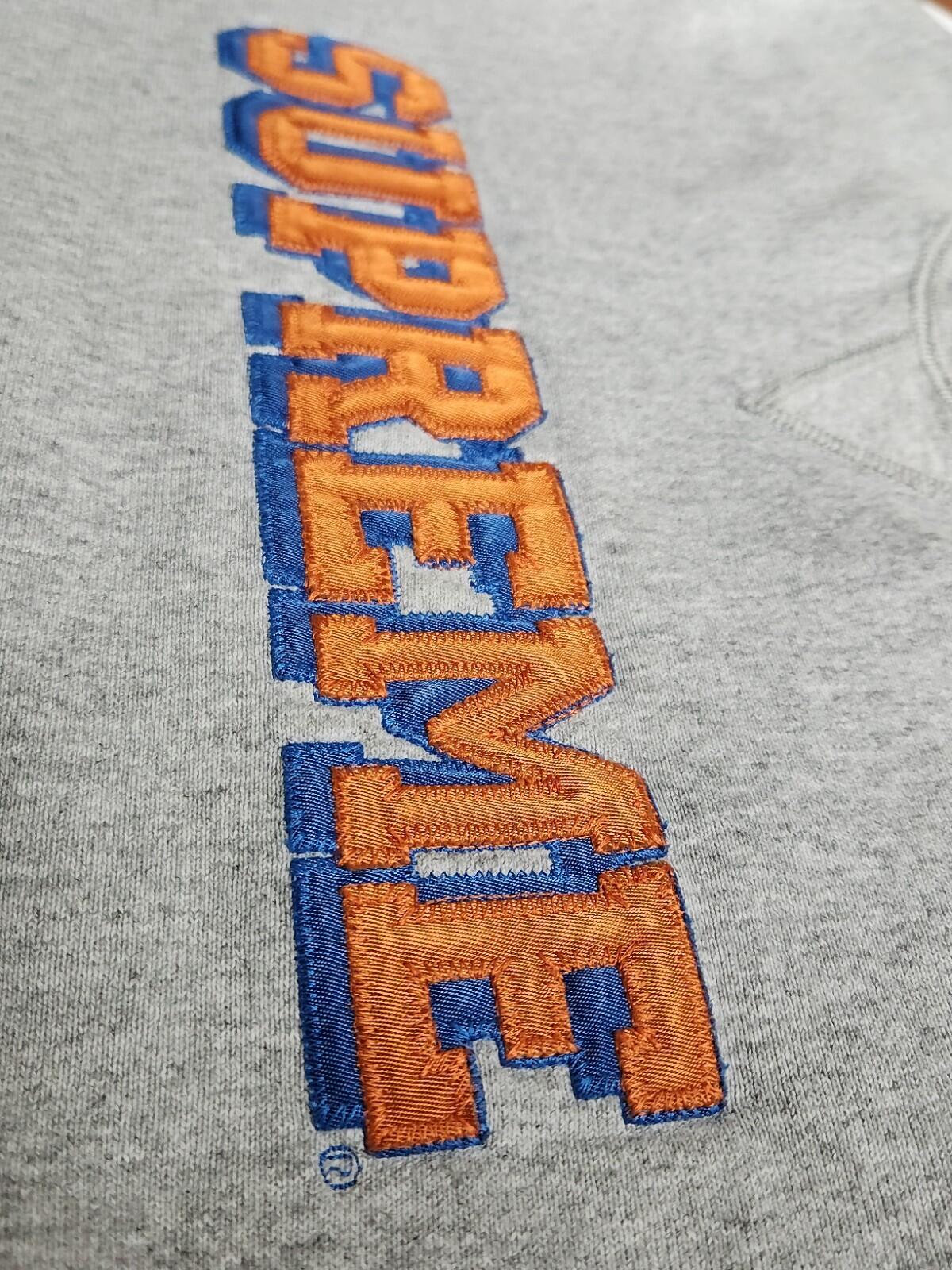 1996 Supreme Crewneck Medium Grey Sweatshirt Orange Blue Logo Vintage Grail