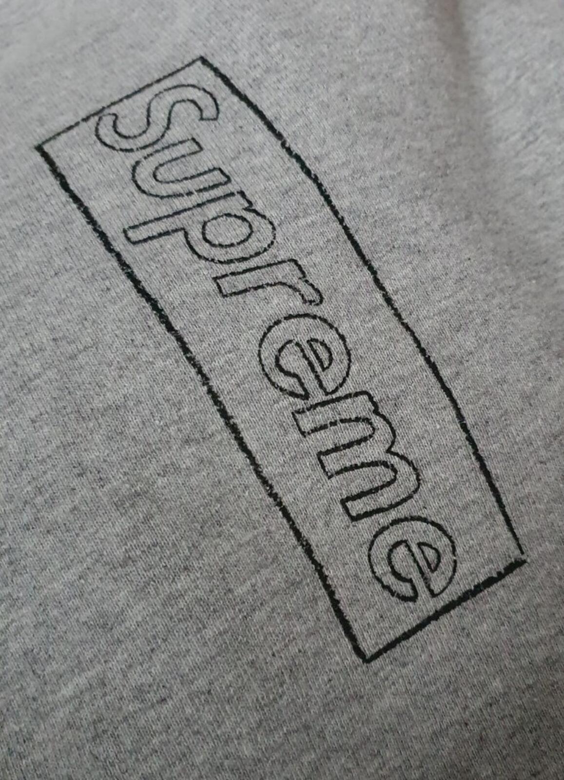 SS21 Supreme Kaws Chalk Logo Hooded Sweatshirt Heather Grey Size L