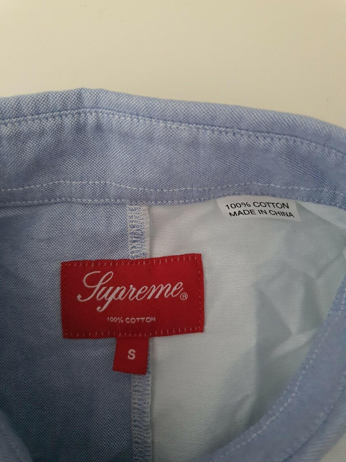 FW20 Supreme Patchwork Oxford Shirt Blue Size S