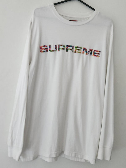 SS20 Supreme Meta logo White Longsleeve top size L large L/S T-shirt tee