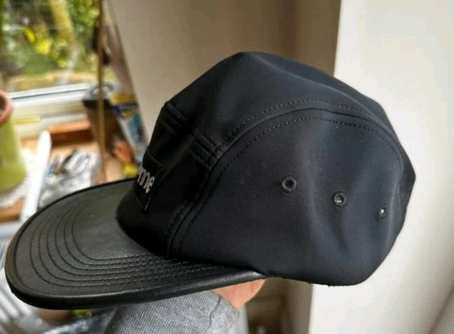 SS15 Supreme Expedition Leather Visor Camp Cap Hat Black