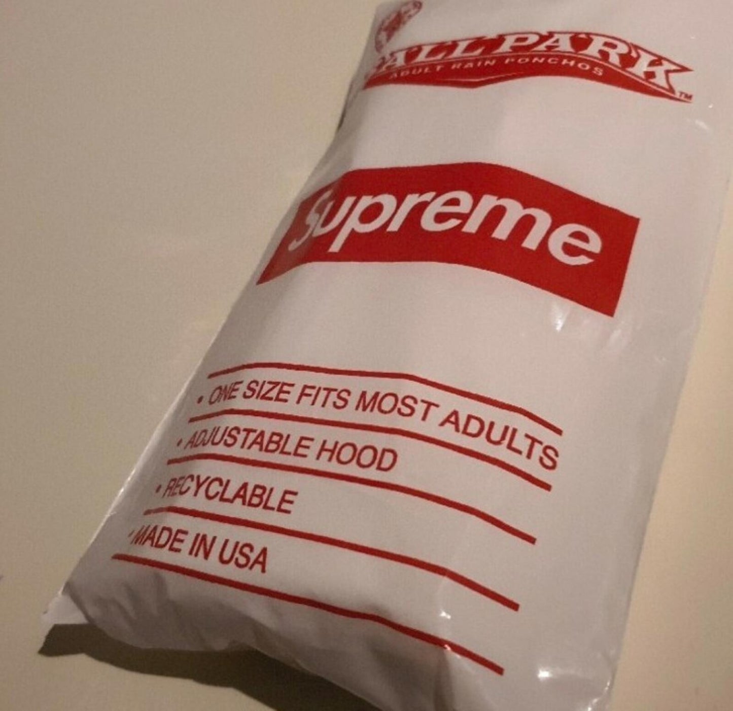SS20 Supreme Ballpark box logo rain poncho accessory