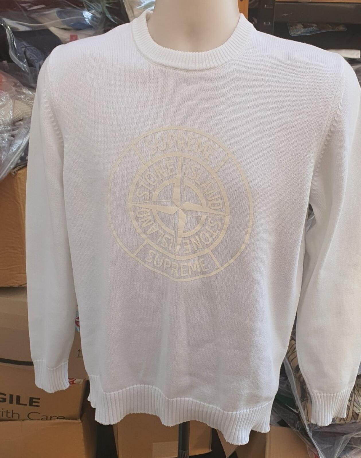 SS16 Supreme x Stone Island Jersey con logo reflectante Blanco Talla S