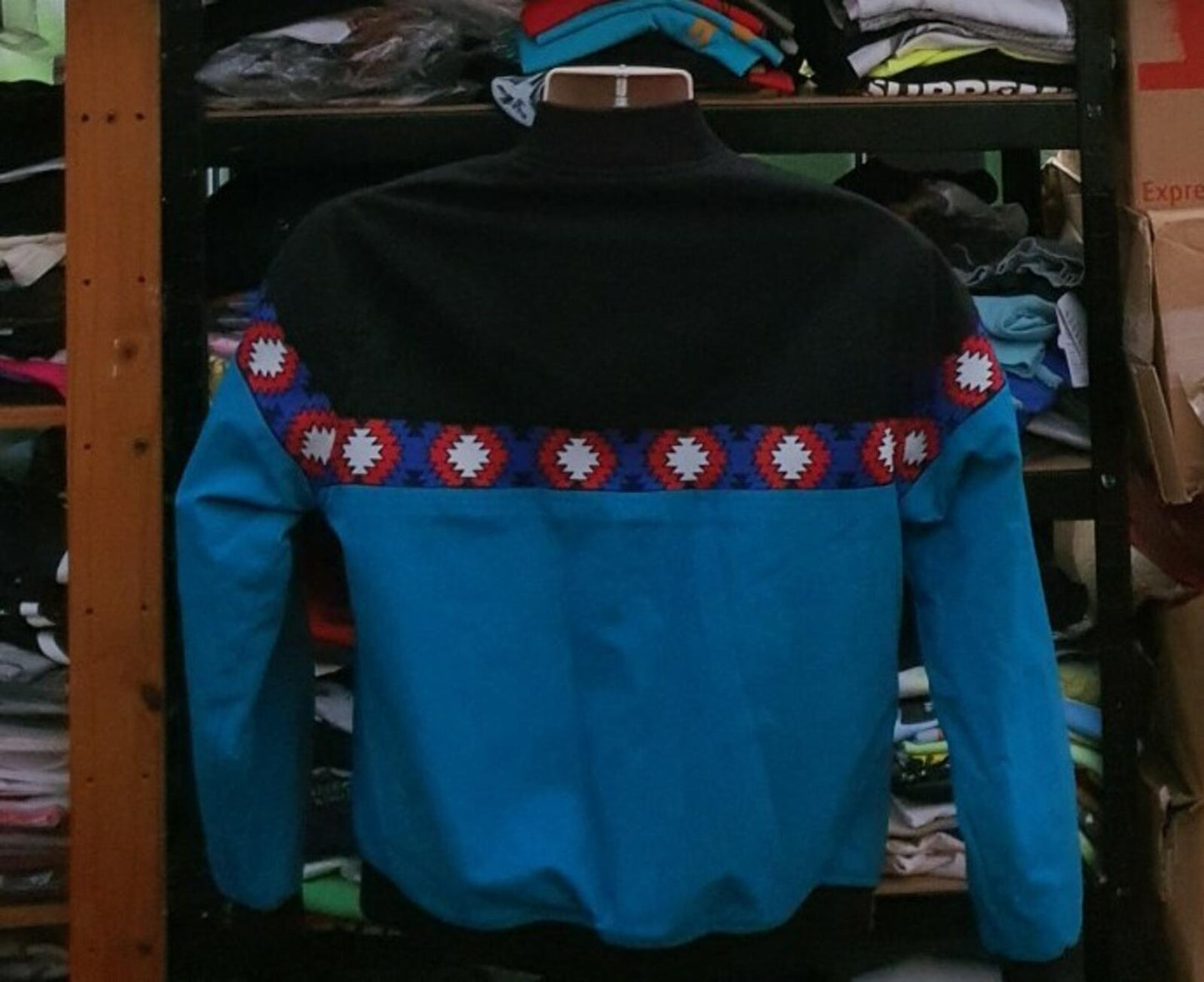 SS17 Supreme Trail jacket S small Teal small box logo Jacquard Graphic Rib Yoke