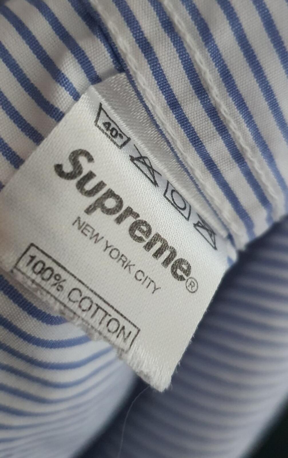 Supreme blue striped shirt Rare OG size L Large button up longsleeve Vintage