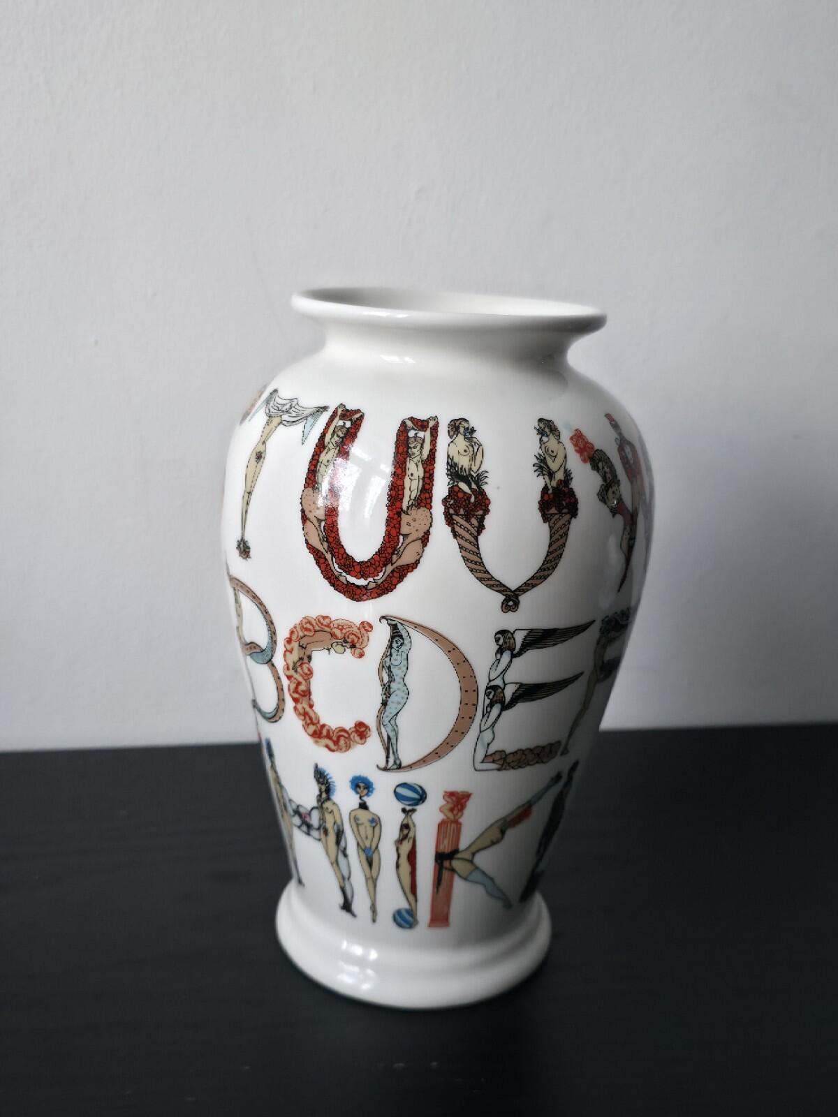 SS18 Supreme Alphabet Ceramic Vase White Artwork by Erte. ©Sevenarts, Ltd.