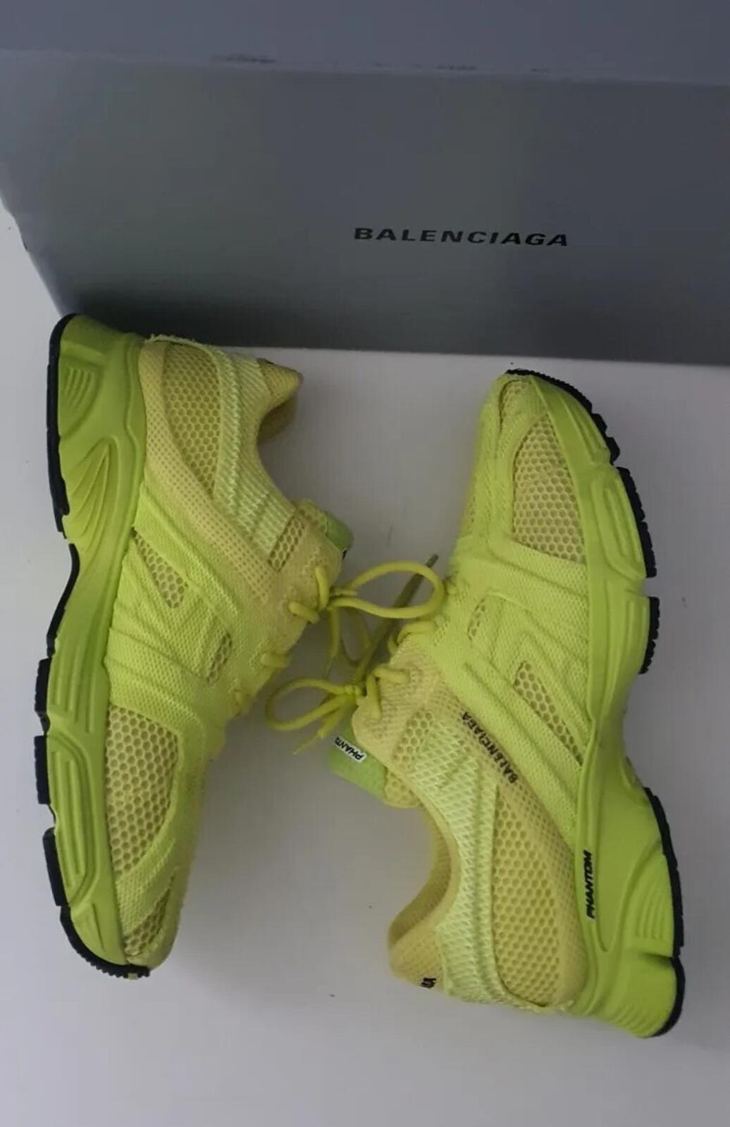£525 BALENCIAGA Phantom Sneaker Lime And Black UK 10 US 11 EUR 44 trainers Mesh