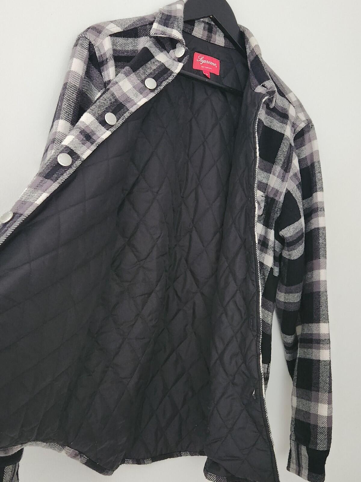 FW17 Supreme Quilted Arc Logo Flannel Shirt Black Size M