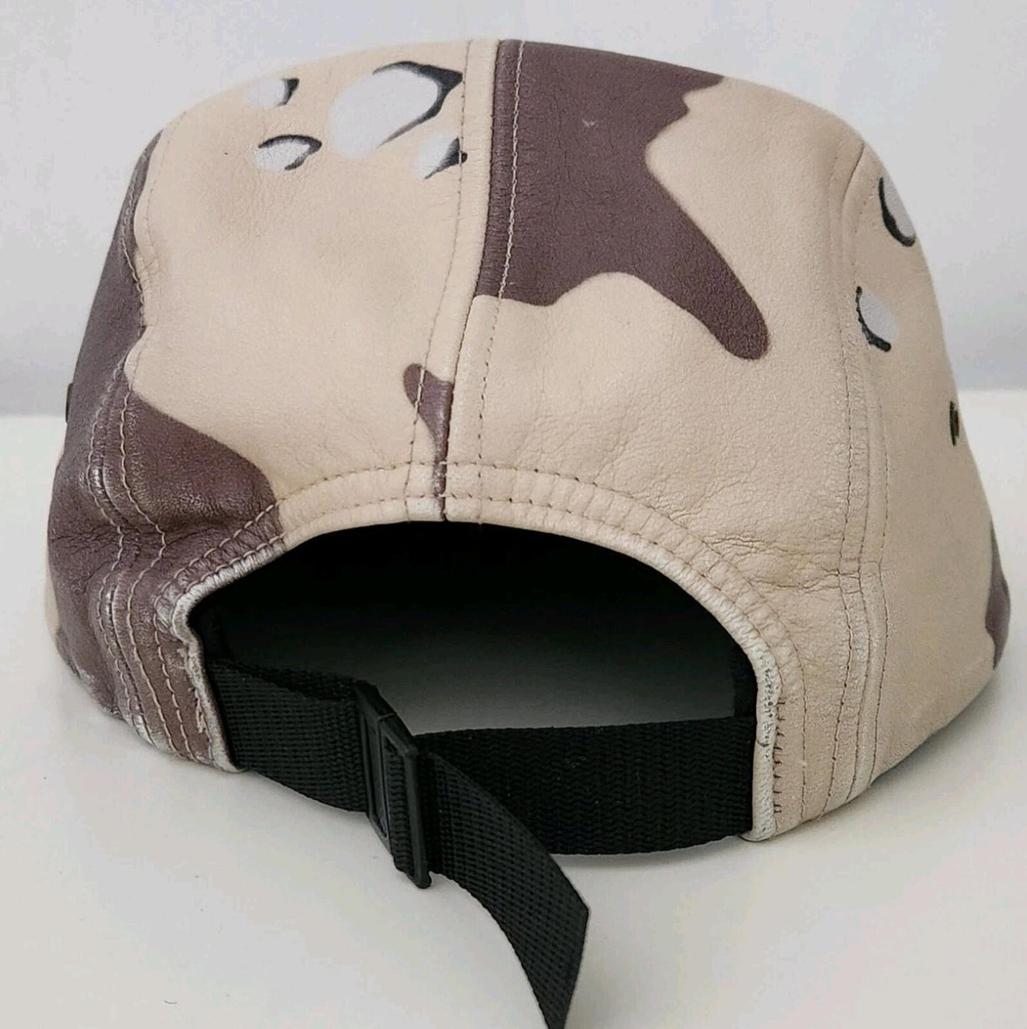 SS17 Supreme Leather Camp Cap Desert Camo Hut Rotes Box Logo Made In U.S.A