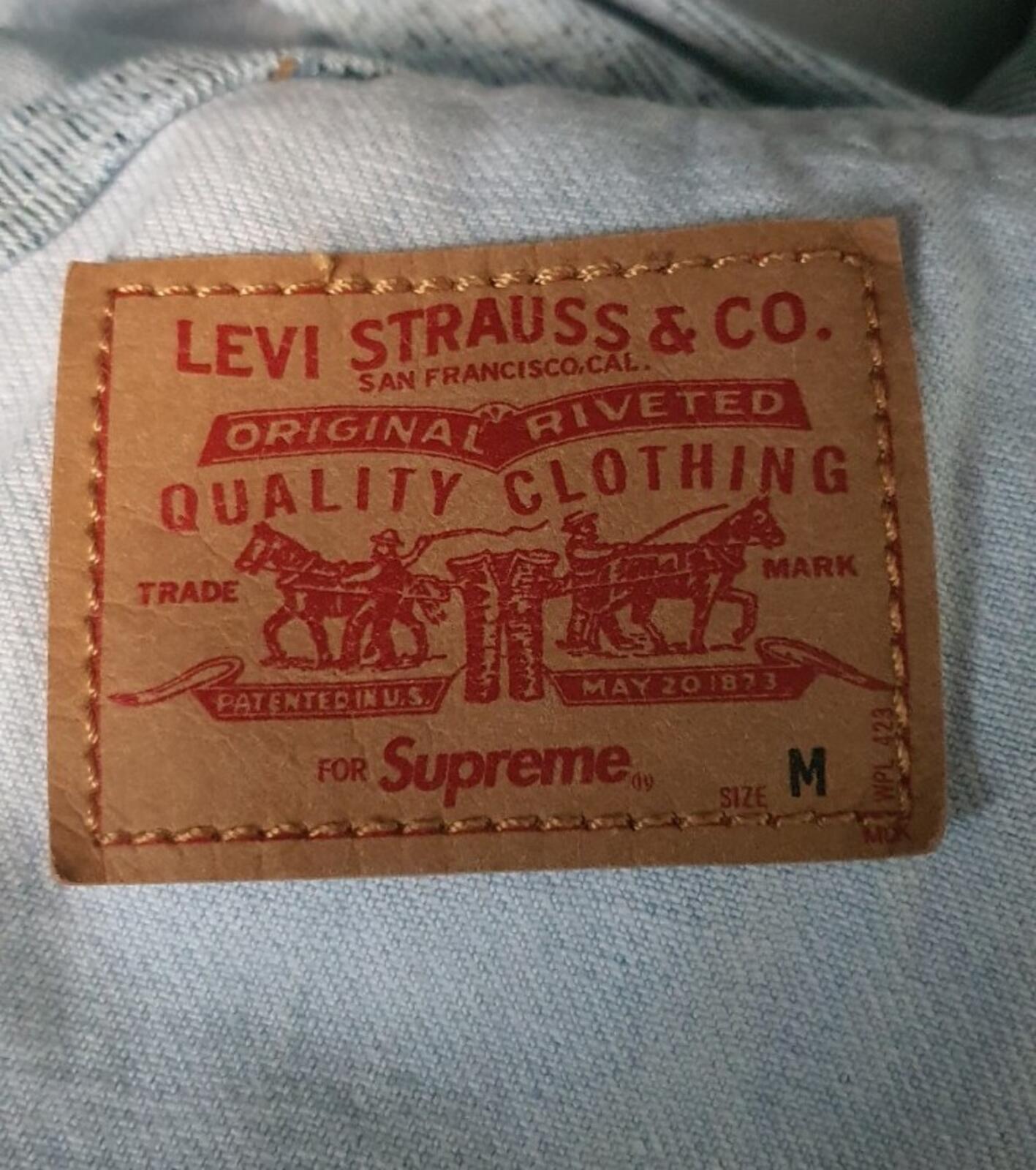 FW17 Supreme x LEVI'S Snakeskin Overalls Latzhose Hellblau Größe M