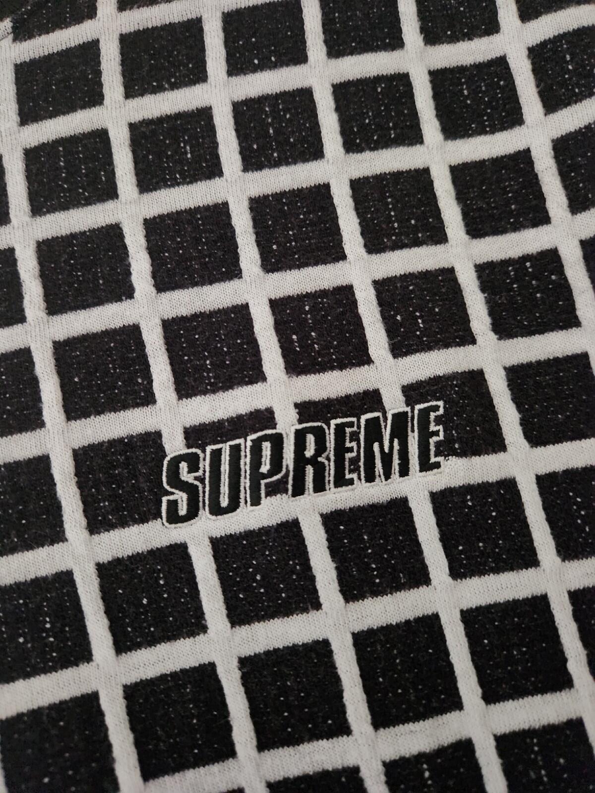 SS19 Supreme Grid Jacquard S/S Top medium M Kurzarm-T-Shirt schwarz weiß