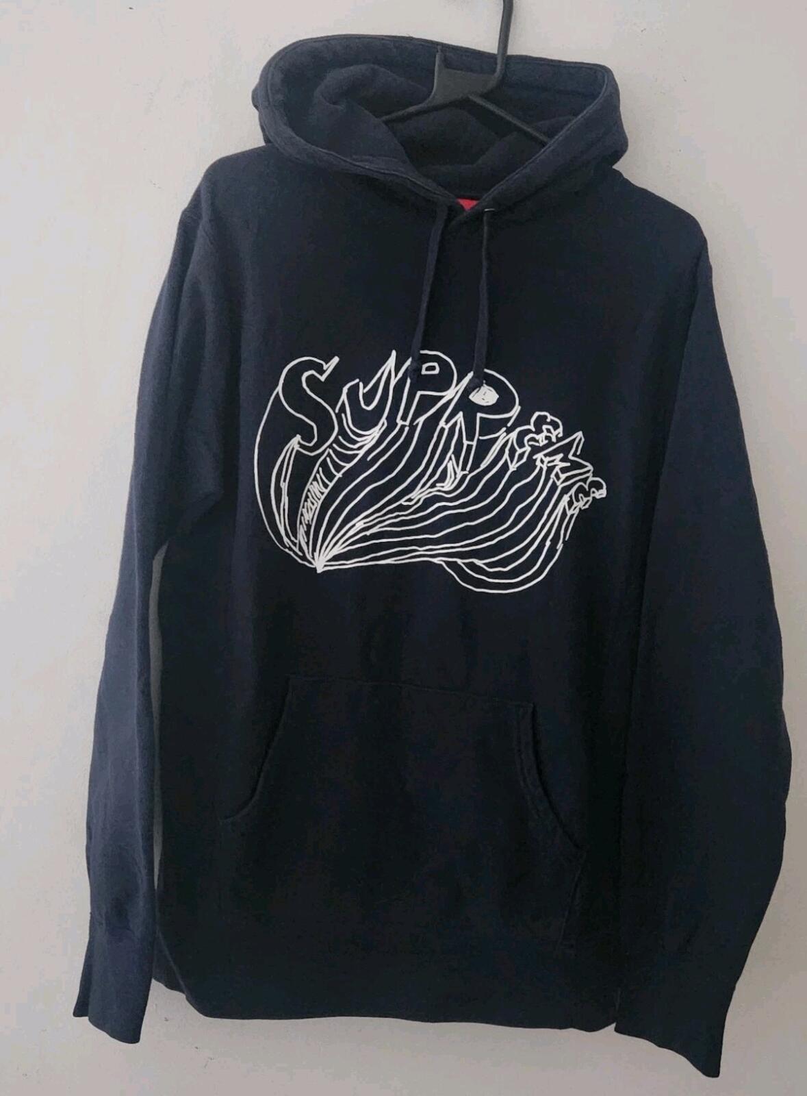 SS15 Supreme x Daniel Johnston hooded sweatshirt size M medium Vintage 2014 Navy