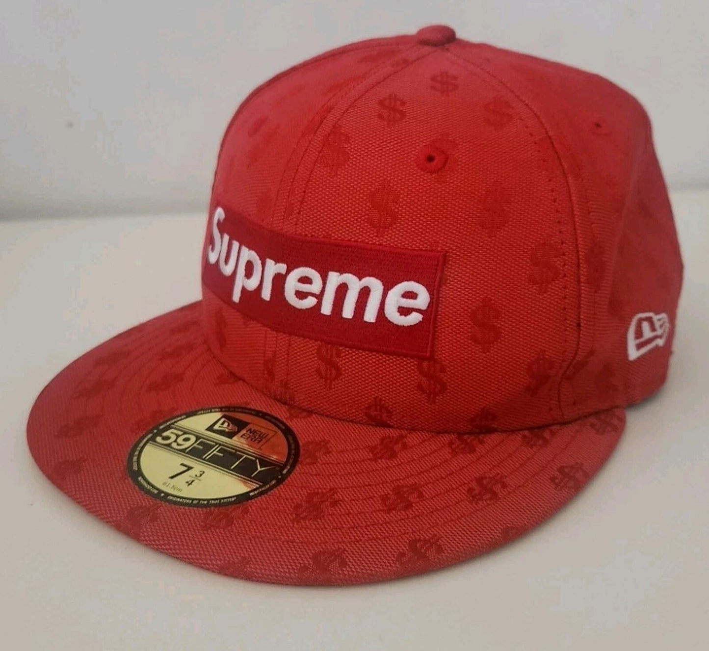 SS18 Supreme Monogram Box Logo New Era 7 3/4 Red cap baseball hat snapback $