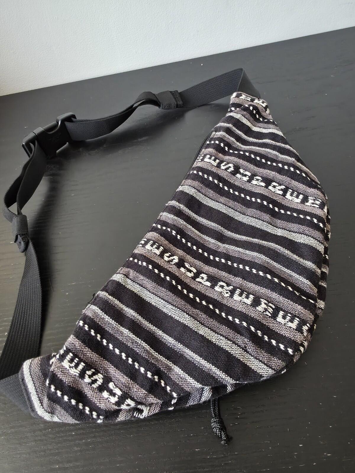 SS20 Supreme Woven Stripe Waist Bag Black
