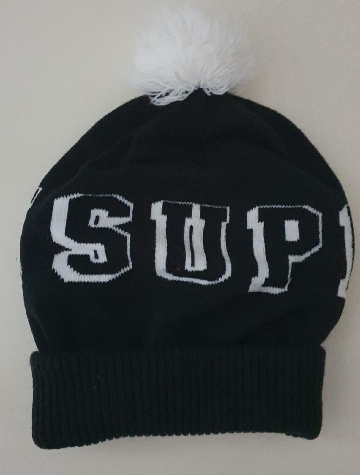 FW15 Supreme Banner New Era navy / white beanie small box logo Rare