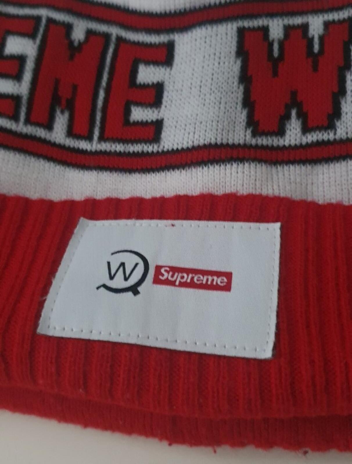 FW21 Supreme x WTAPS beanie Red White Hat