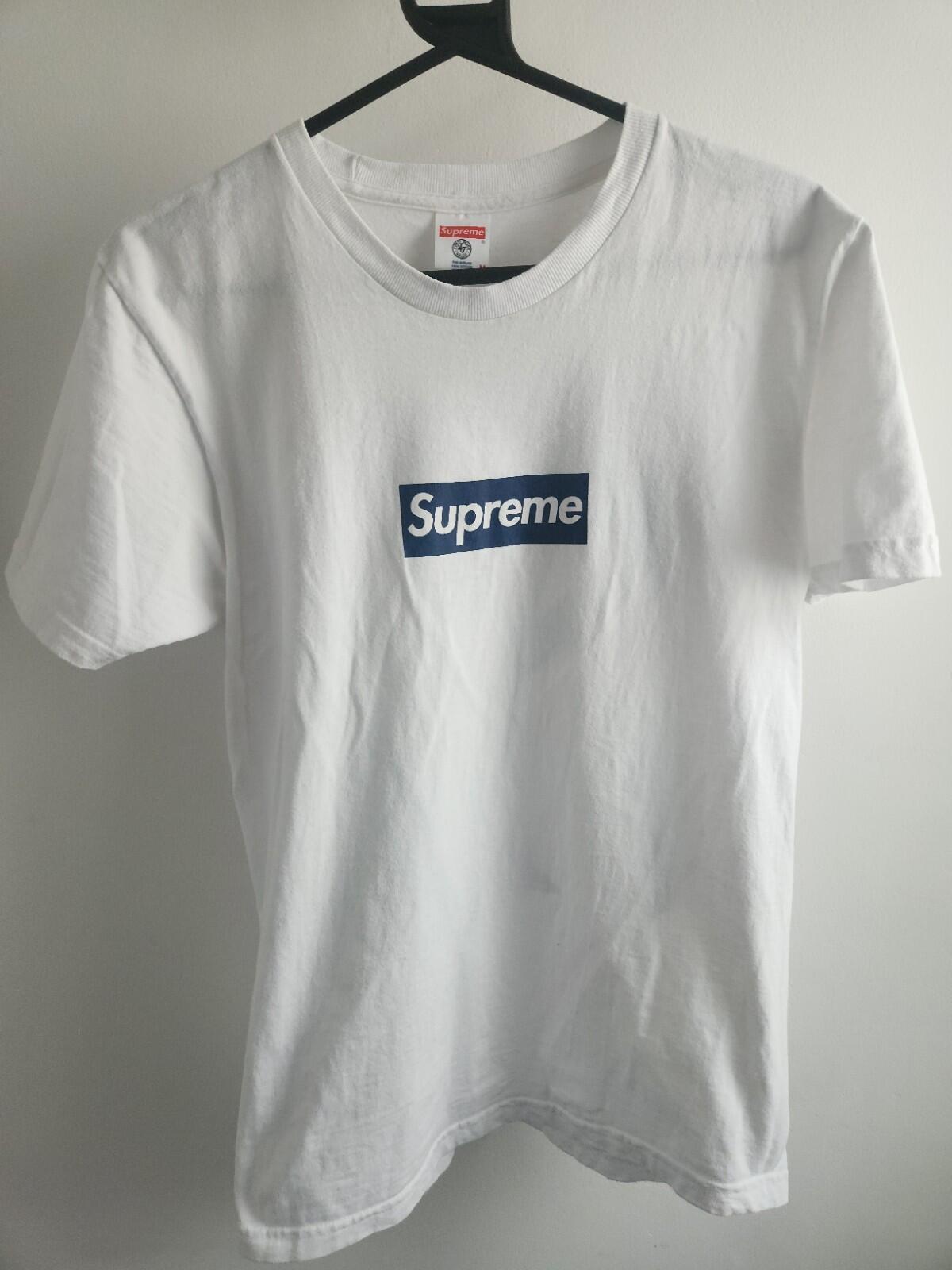 SS15 Supreme New York Yankees Box Logo white tee size M Medium T-shirt Baseball