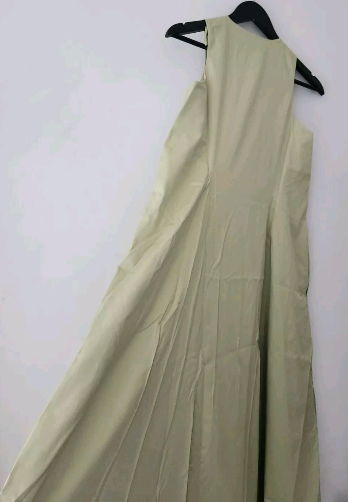 COS Voluminous V-Neck Maxi Dress Green Size Eur 34 UK 6 XS