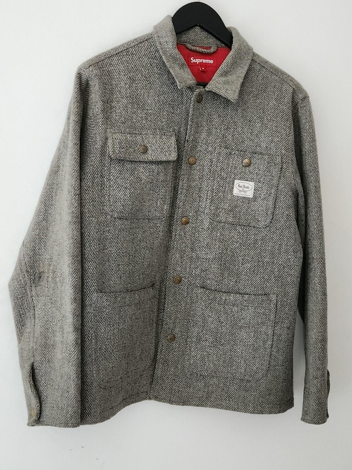 FW10 Supreme Woolrich Wool Coat  size M Medium Grey Red Jacket Vintage 2010 Rare