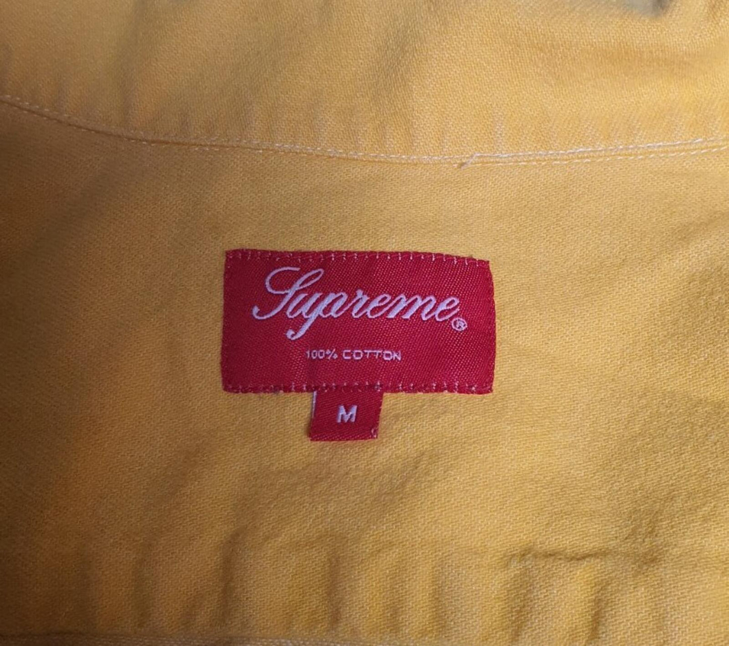 SS15 Supreme Classic logo S/S Denim Shirt Yellow Size M