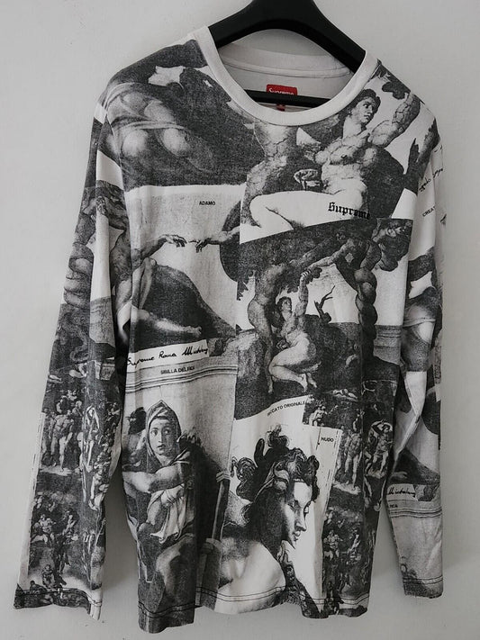 FW17 Supreme Michelangelo L/S top size M medium black long sleeve tee t-shirt