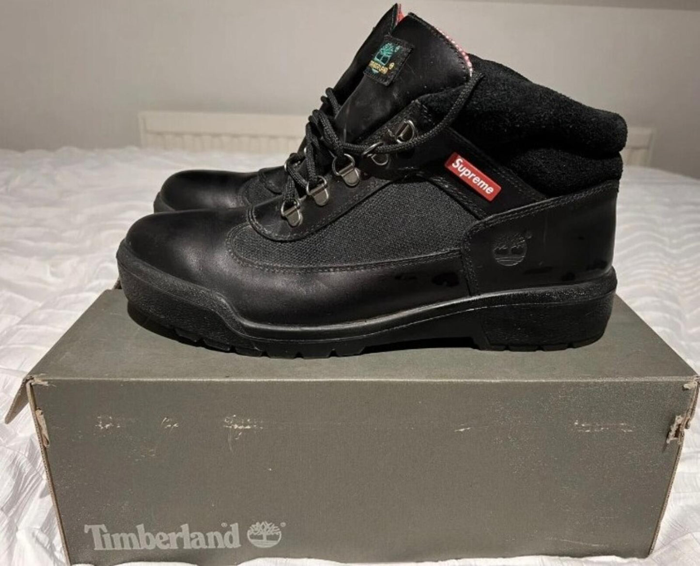 FW14 Supreme x Timberland Field Boots Black Size UK 10 US 10.5 EU 44.5