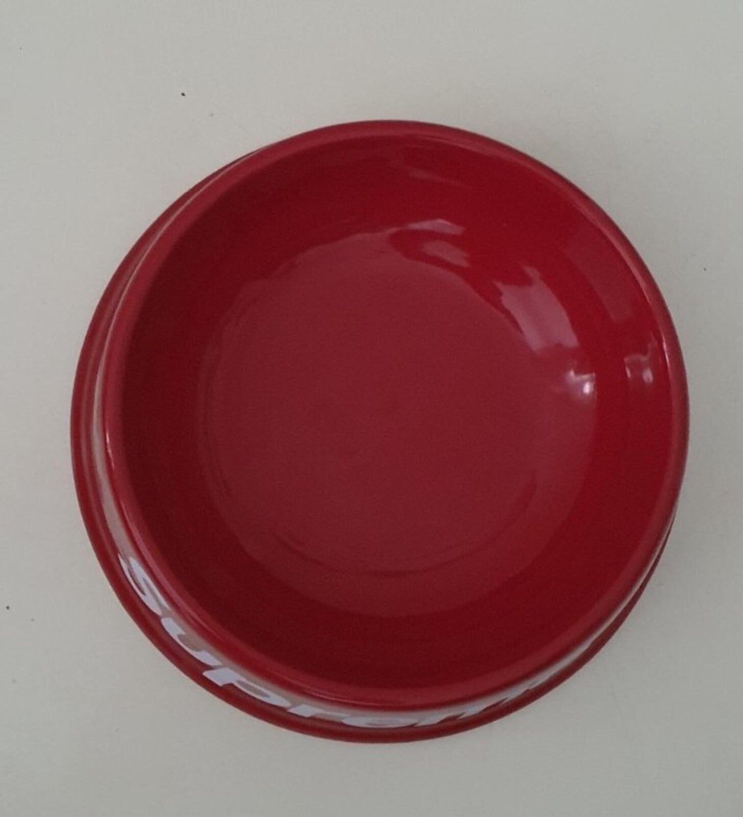 SS11 Supreme dog bowl red ceramic accessory vintage from 2011 big logo Very Rare
