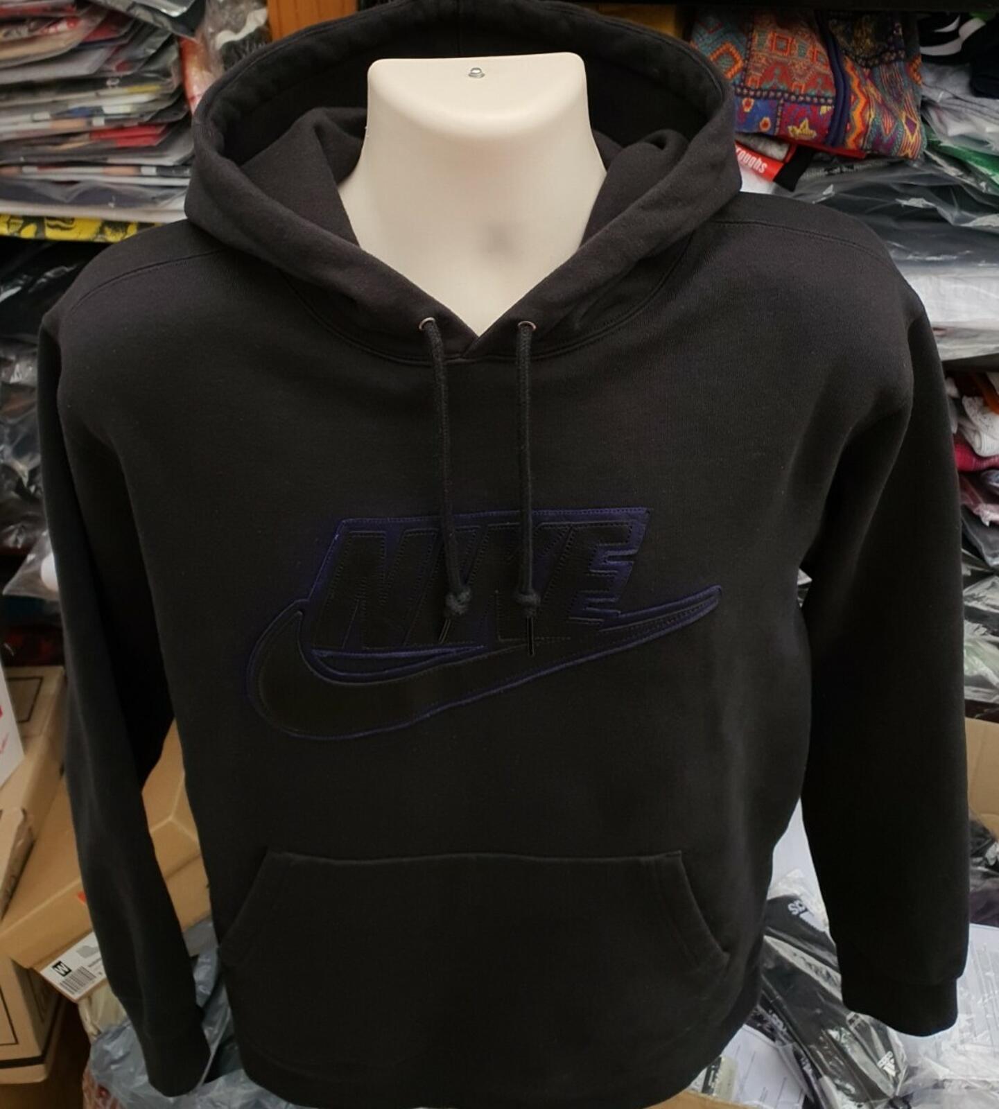FW19 Supreme x Nike Leather Applique Hooded Sweatshirt Black Size M