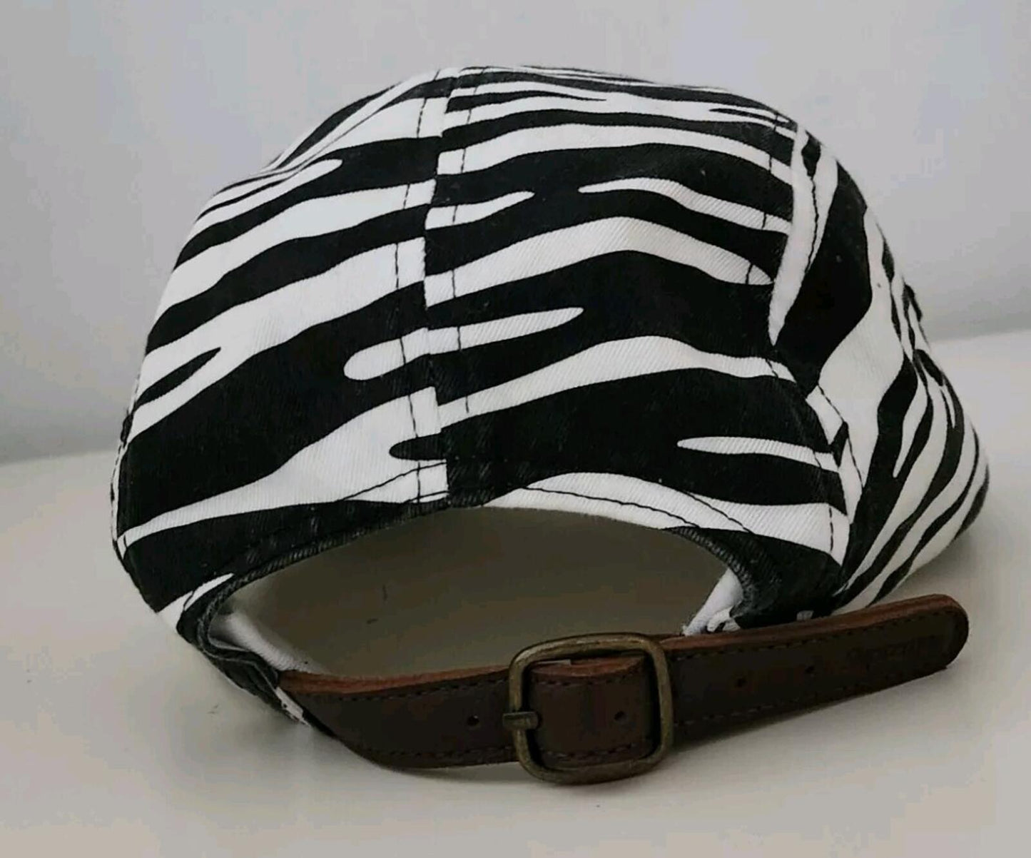 FW22 Supreme Washed Chino Twill Camp Cap Zebra Leather Strap Hat