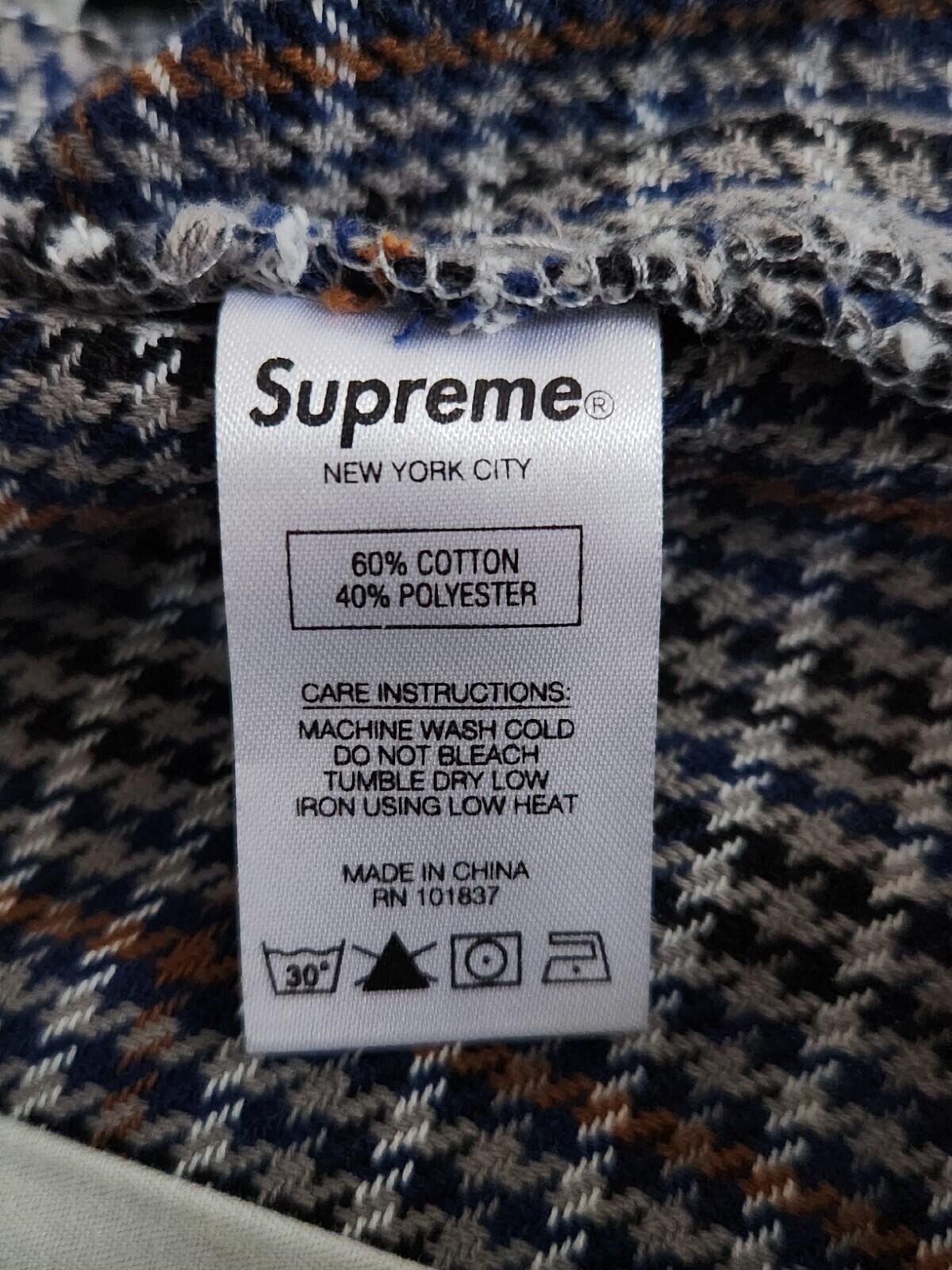 SS18 Supreme Work short 30 size S small shorts Grey Plaid Twill
