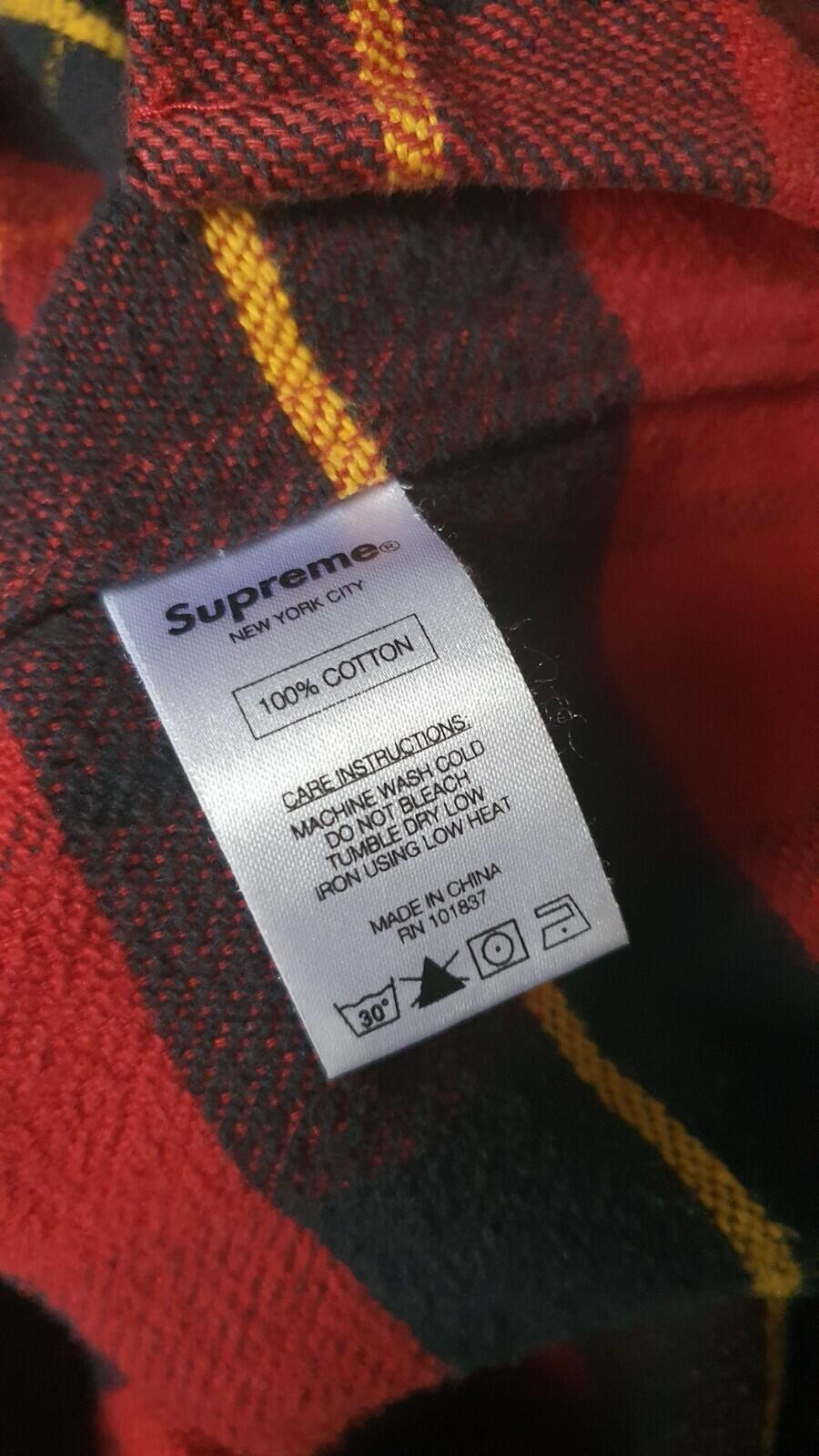 FW16 Supreme Hooded Plaid Half Zip Hooded Shirt Red Size L
